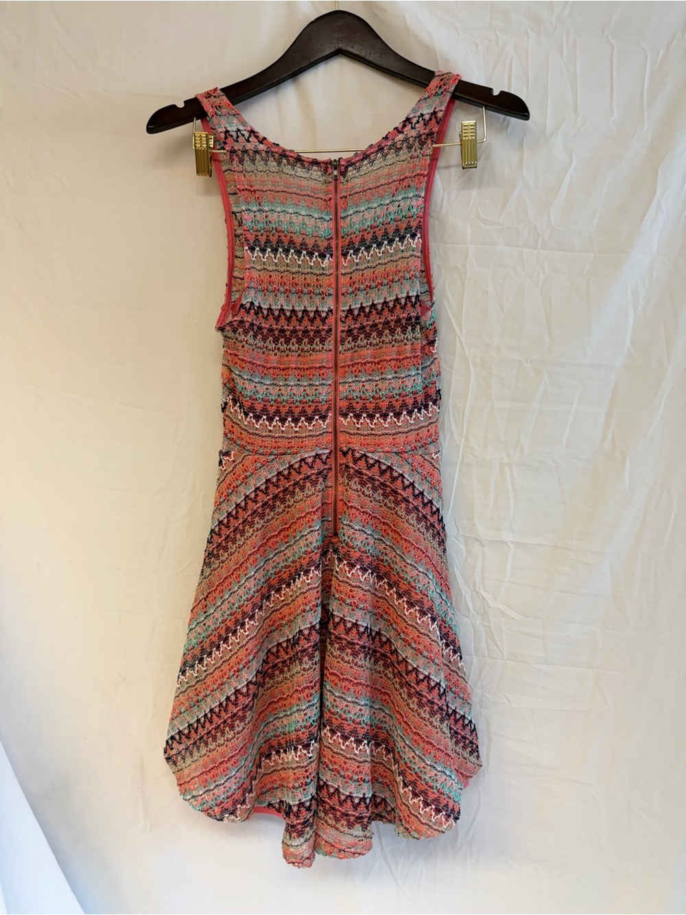 love, Fire Multicolor Striped Zigzag Midi Dress - Coral, Teal, Black